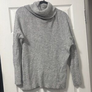 Quince Baby Alpaca Gray Turtleneck Ribbed Women's Sweater